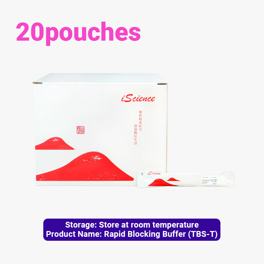 20 paquetes de tampón de bloqueo rápido (TBS-T), concentración de 100 ml/bolsa, almacenamiento a temperatura ambiente, apto para envío a temperatura ambiente.