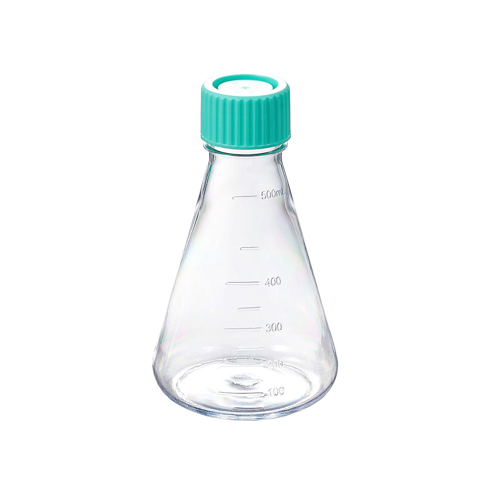 Erlenmeyer Flasks, 500 mL, PETG, Non-treated, Vent cap, Baffled, Dnase/Rnase, Non-Pyrogenic, Sterile, 12piece(s)/case