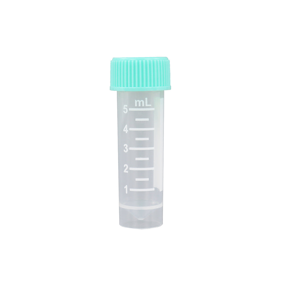 Viales de congelación de 5,0 ml, autoportantes, con tapa verde, esterilizados, sin ADNasa ni ARNasa, apirógenos, 500 unidades por caja
