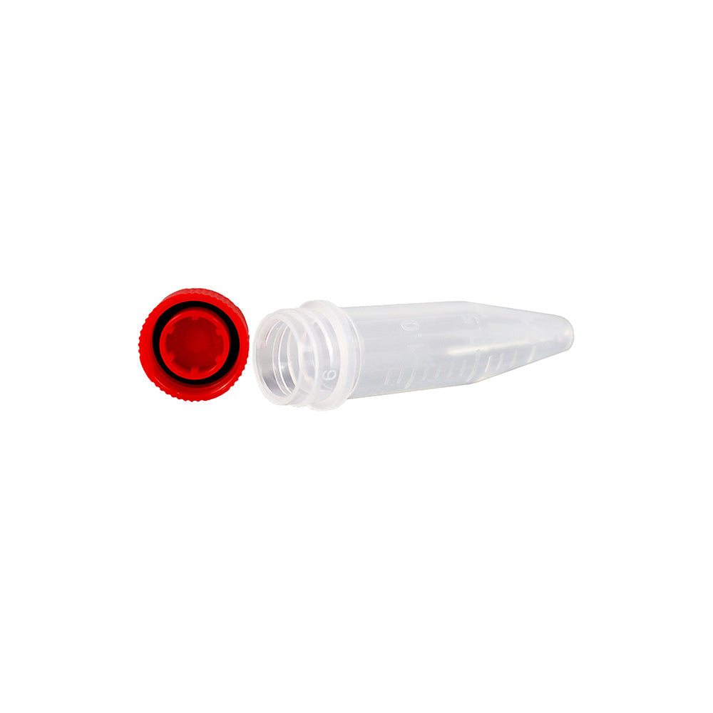 Viales de congelación de 0,5 ml, con tapa plana roja cónica, envasados ​​en bolsa. Estériles, libres de ADNasa y ARNasa, apirógenos. Caja de 5000 unidades.