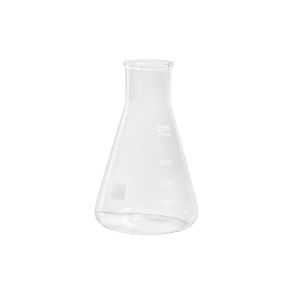 Erlenmeyer Flask, Wide Neck, Graduated, Borosilicate 3.3 Glass, 500mL, Neck OD 50mm, Bottle OD 105mm, 175mm H, 48 pcs/case