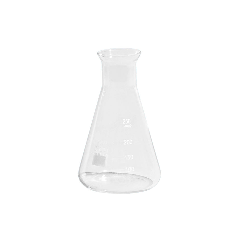 Erlenmeyer Flask, Horn Mouth, Wide Neck, Graduated, Borosilicate 3.3 Glass, 1000mL, Neck OD 45mm, Bottle OD 131mm, 214mm H, 24 pcs/case