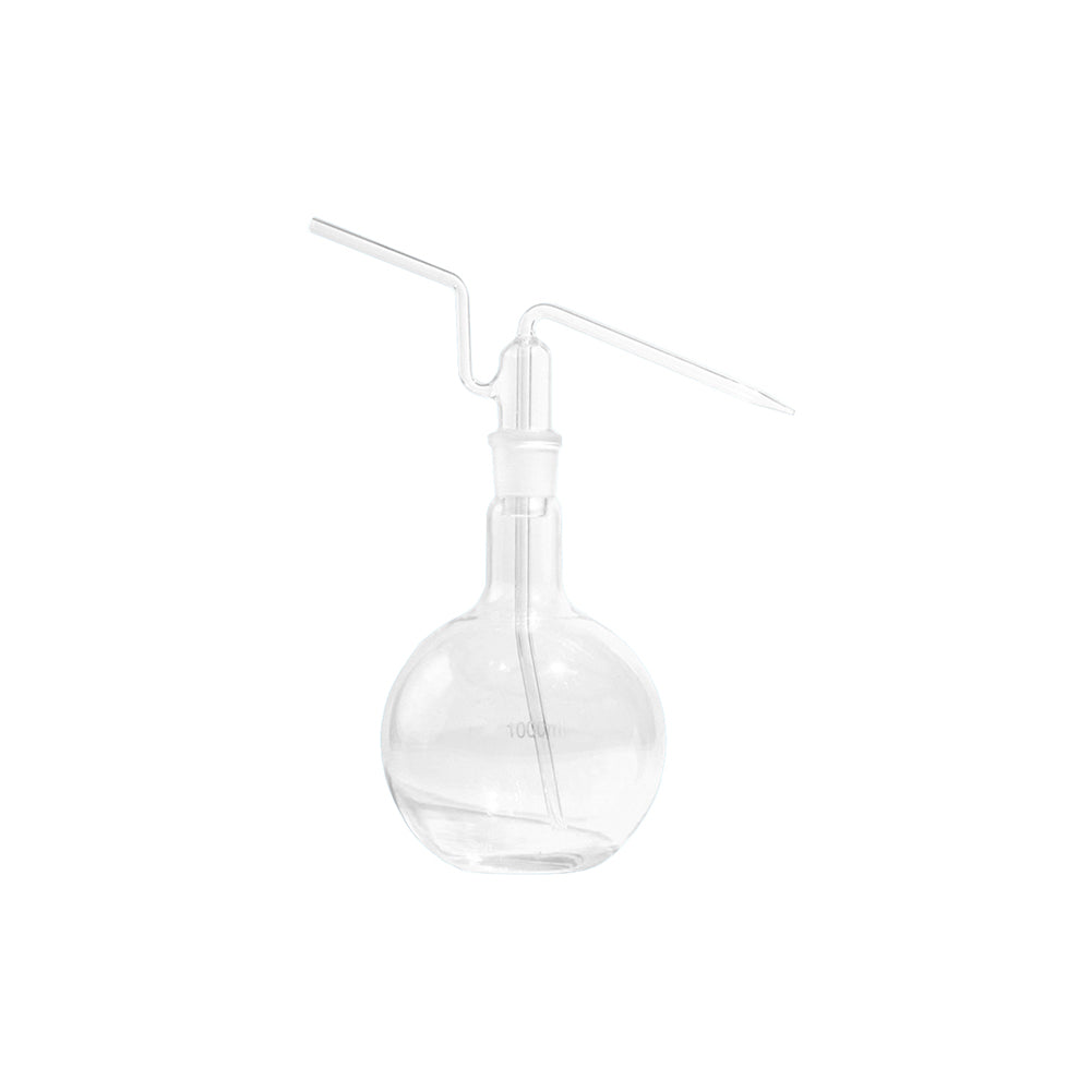Washing Bottle, Flat Form, with Ground Glass Stopper, 1000mL, Ground Mouth 29/32mm, H 138mm, 12 pcs/case