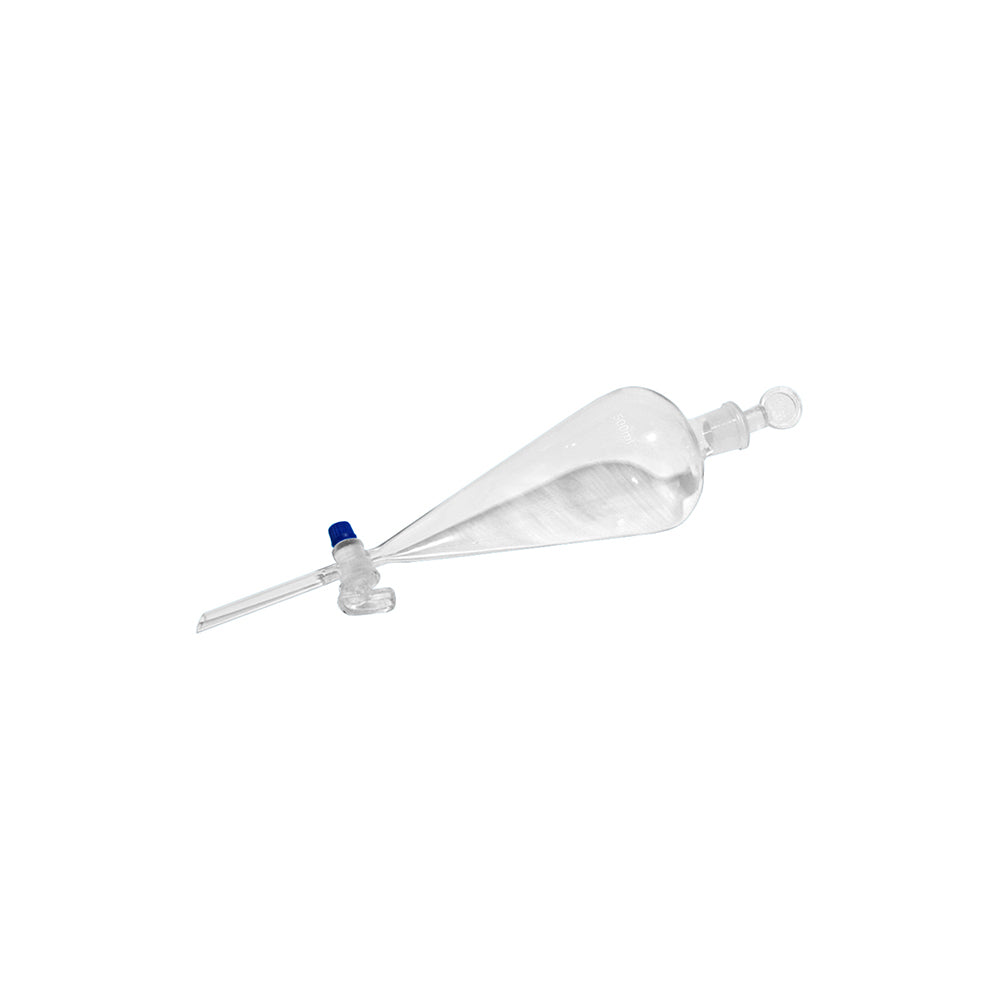 Separatory Funnel, Pear Shape, with Glass/Plastic Stopper and Glass Stopcock, 1000mL, Bottom OD 11×100mm, Bottle OD 126mm, Ground Mouth 29/32mm, L 430mm, 12 pcs/case