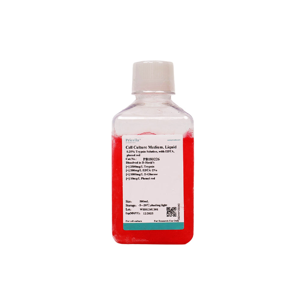 0.25% Trypsin Solution, with EDTA, phenol red, dissolved in D-Hank's, 500 mL