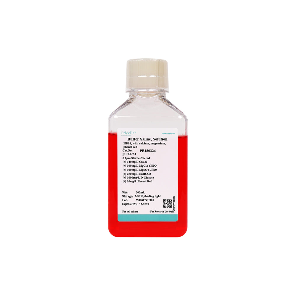 Solución salina balanceada de Hank (HBSS), con calcio, magnesio y rojo fenol, 500 ml