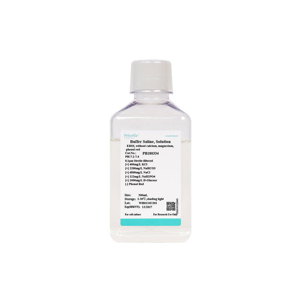 Solución salina balanceada de Earle (EBSS), sin calcio, magnesio ni rojo fenol, 500 ml