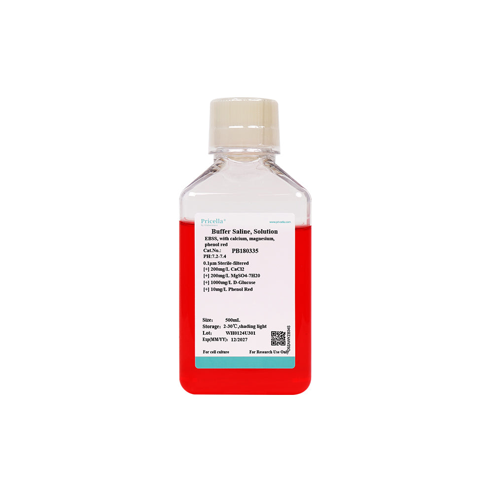 Solución salina balanceada de Earle (EBSS), con calcio, magnesio y rojo fenol, 500 ml