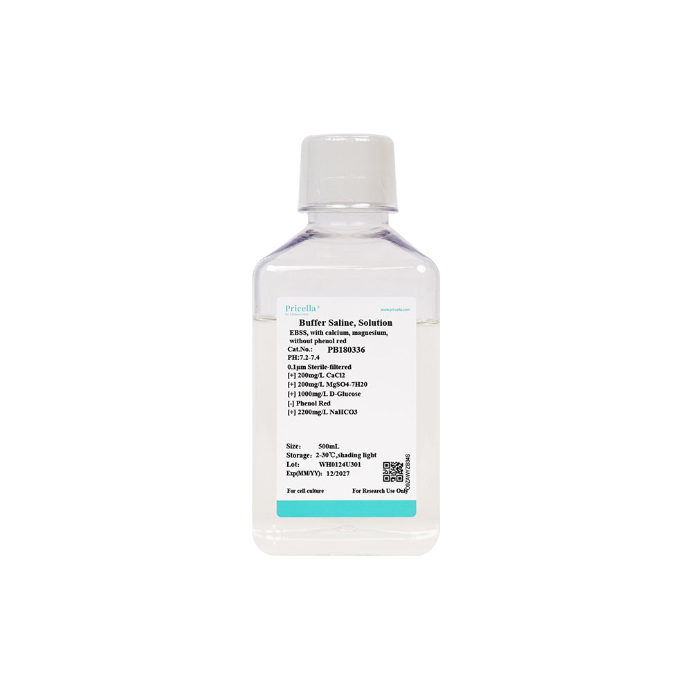Solución salina balanceada de Earle (EBSS), con calcio, magnesio, sin rojo fenol, 500 ml