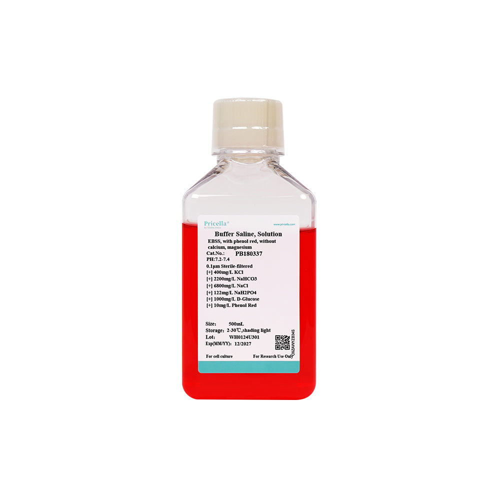 Solución salina balanceada de Earle (EBSS), con rojo fenol, sin calcio ni magnesio, 500 ml