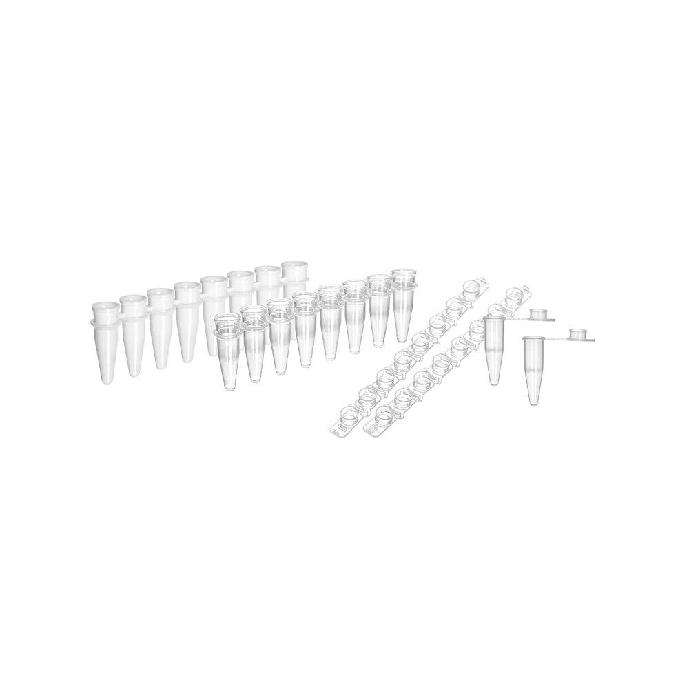 PCR Tubes, 1.6 mL, 8stripsx0.2ml, White Color,Flat cap, DNAse&RNAse Free, bag packing way, 1250piece(s)/case