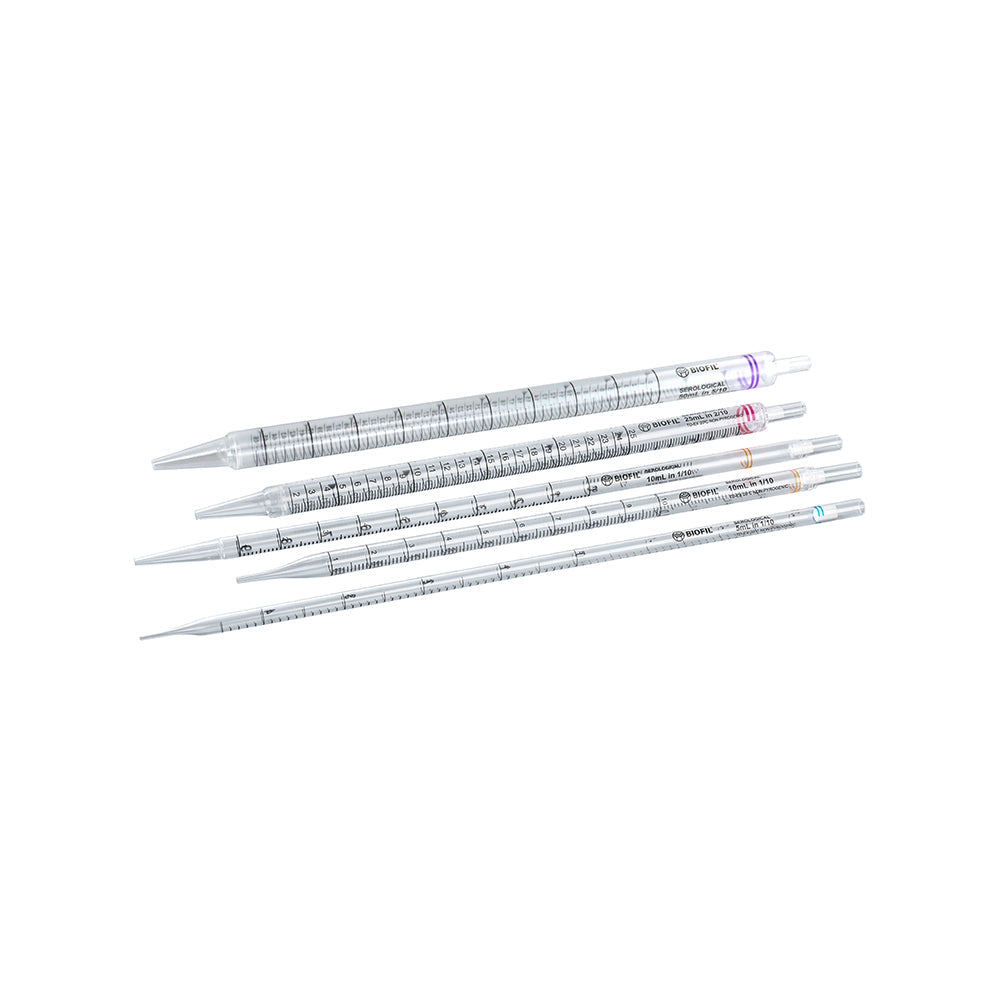 Serological Pipets, 10 mL, Wide mouth, Graduation 1/10 mL, Orange Color code, Sterile, 400piece(s)/case