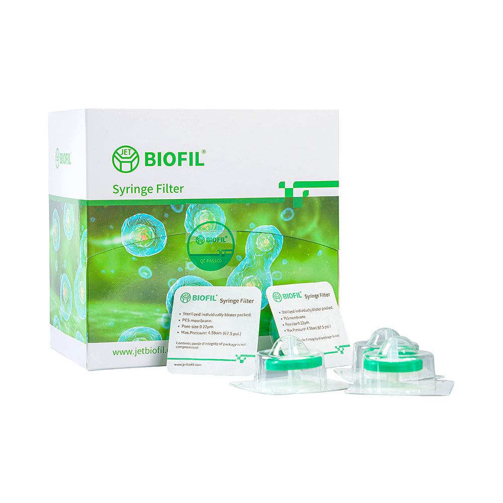 Filtros de jeringa, 0,22 μm, 13 mm, membrana de PES, verdes, no estériles, 1000 piezas/caja