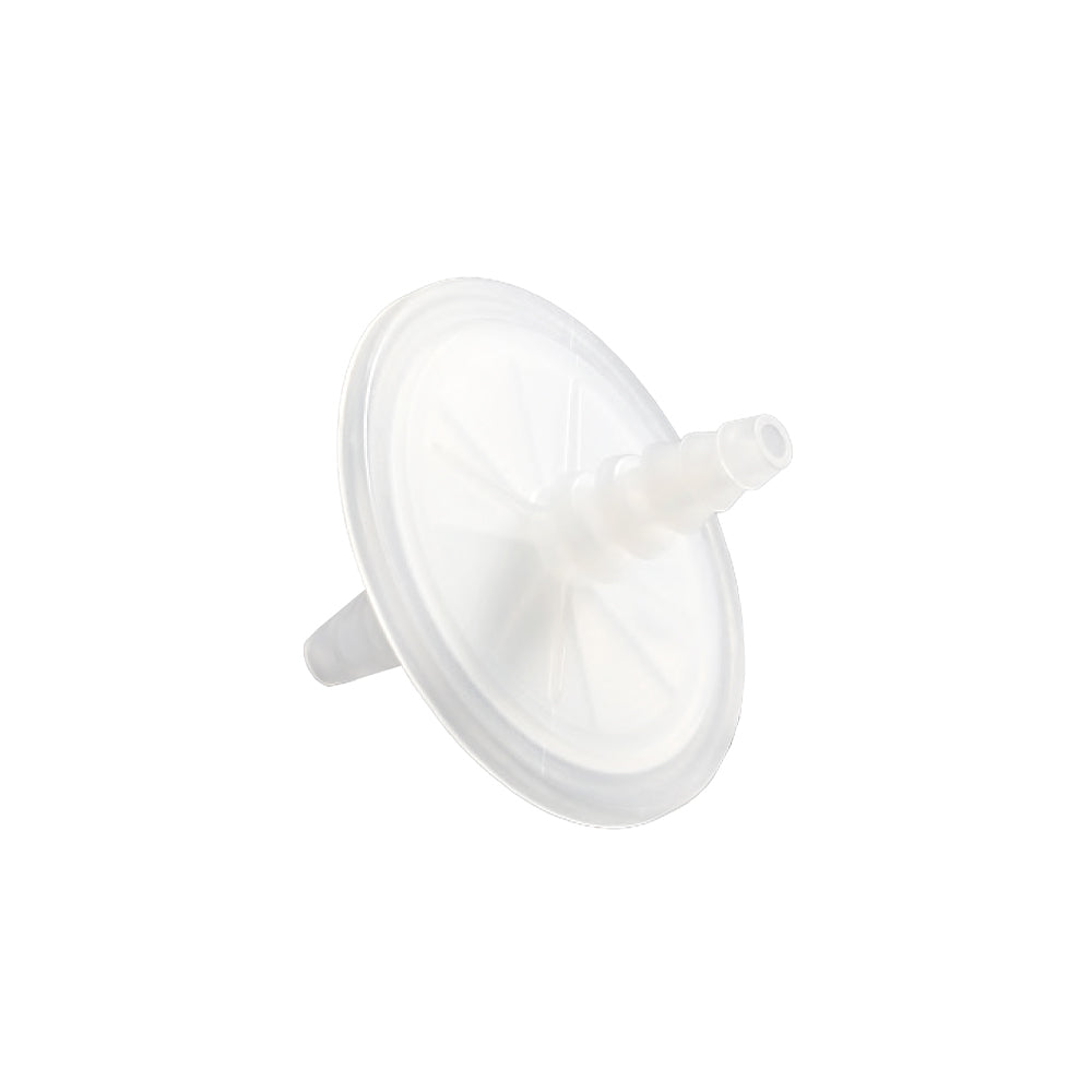 Filtros de jeringa de 50 mm, PTFE, 0,22 µm, color natural, sin esterilizar, con conexión de manguera/rosca, 200 unidades por caja.