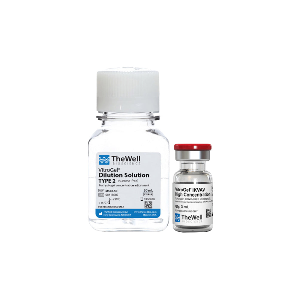 Kit de hidrogel sin xenotransferasa de alta concentración VitroGel® IKVAV con solución de dilución sin sacarosa para cultivos celulares sensibles al azúcar, 3 ml