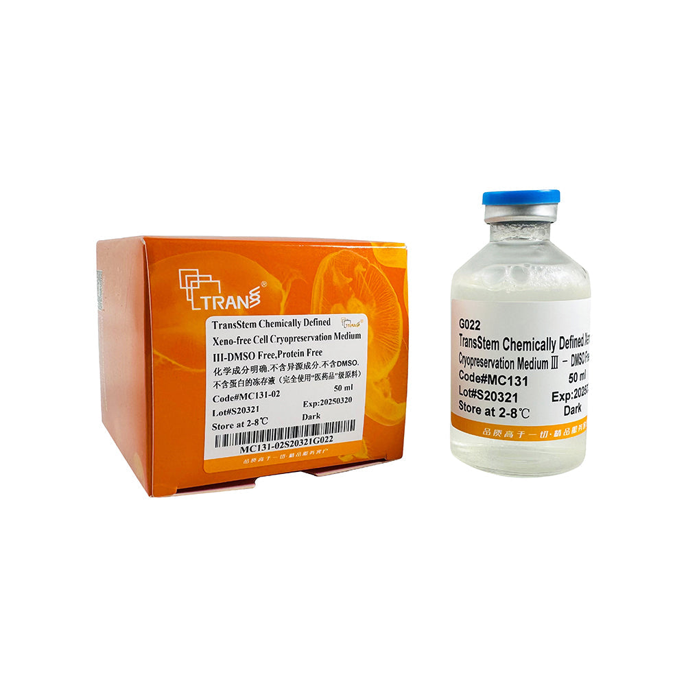 Medio de criopreservación celular químicamente definido TransStem® sin xenonucleótidos III® sin DMSO ni proteínas, 50 ml