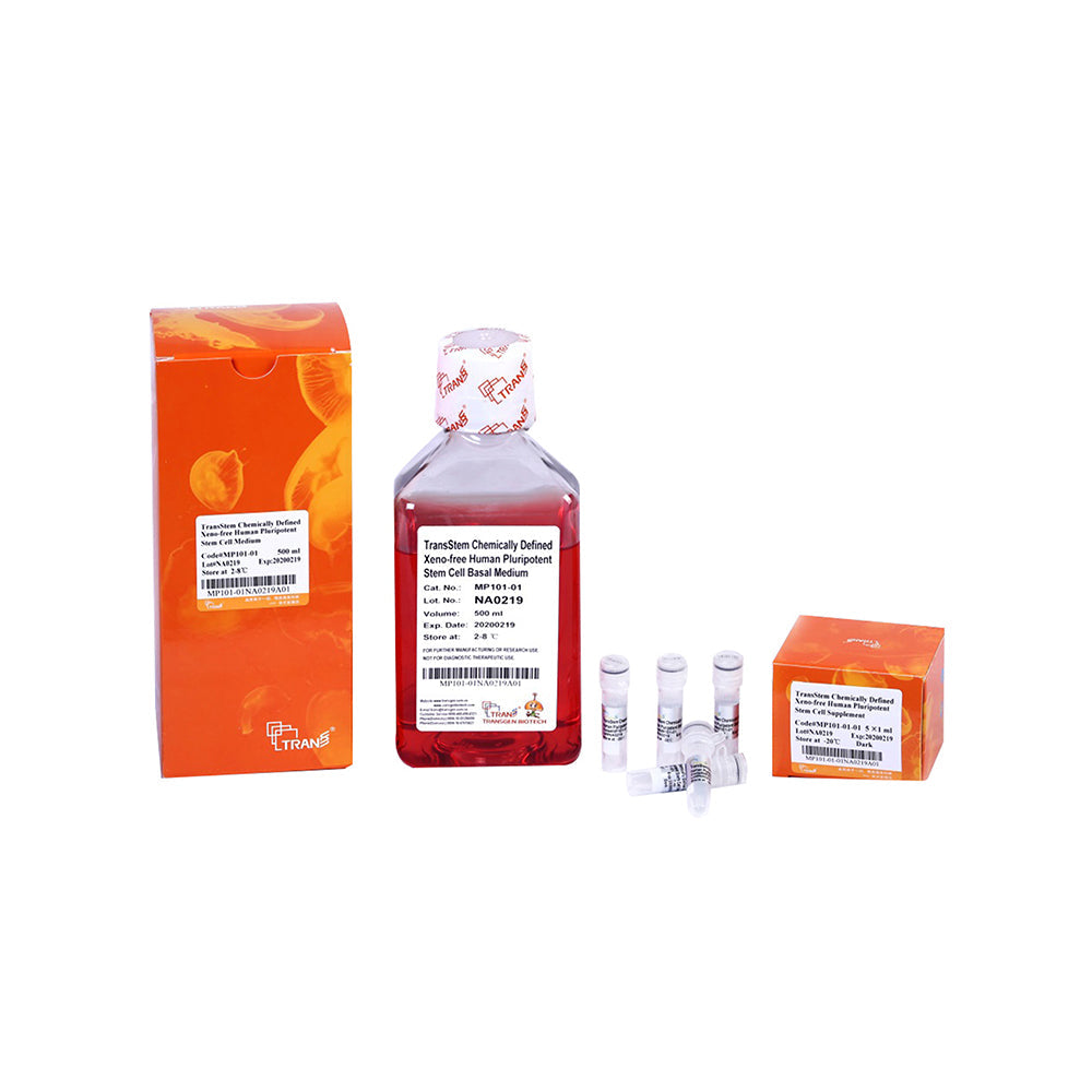 Medio de células madre pluripotentes humanas químicamente definidas sin xenotransferasa TransStem® - 500 ml